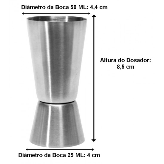 Dosador 25/50ml Em Aço Inox Dynasty